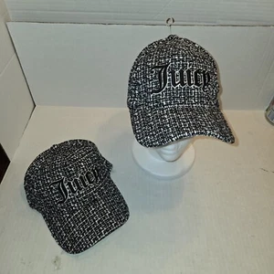 Sombrero Juicy Couture para mujer correa ajustable negro blanco tejido rosa interior nuevo sin etiquetas 1 sombrero - Imagen 1 de 6