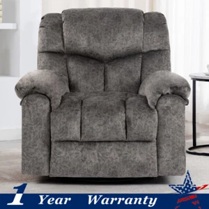 Swivel Rocking Recliner Chair Massage & Heating Bonded Leather Sofa 330lb Load - Picture 1 of 13