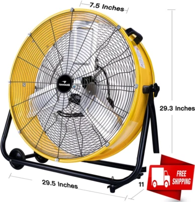 Ventilador de tienda industrial tambor resistente rodante piso de fábrica garaje granero comercial Foto 1 de 4