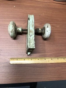 Antique Vintage White Porcelain Door Knobs And Mortise Lock Set - Picture 1 of 10