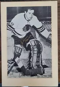 GLENN HALL SIGNED 1944-1963 BEEHIVE PHOTO CARD GROUP 2 BLACK HAWKS HOF - Picture 1 of 1