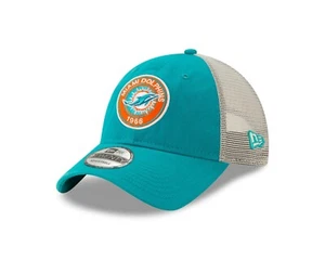 Miami Dolphins Established Circle Trucker Mesh 9TWENTY Adjustable Hat - Aqua - Picture 1 of 7