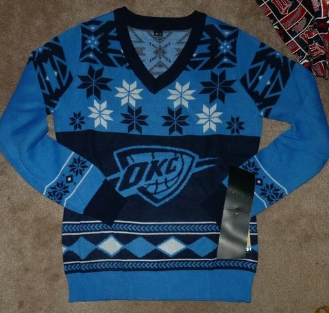 NEW NBA Oklahoma City Thunder Ugly XMAS Sweater Women Ladies M Medium NEW NWT Cover