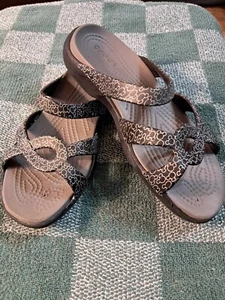 Crocs Disney Meleen Twist Sandals Women's 7 Black Silver Shoes Slides Mickey - Picture 1 of 5