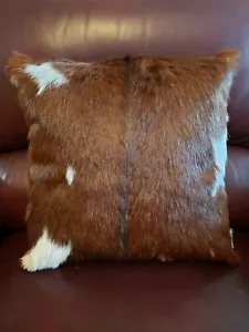 100% Cowhide Leather Pillow 16" Made in India - Picture 1 of 3