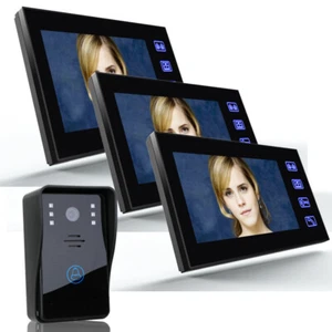 Teléfono de intercomunicador de puerta de video LCD con cable 7" timbre cámara de seguridad para el hogar + 3 monitores - Imagen 1 de 7