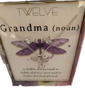 Halskette "Zwölf" Oma Libelle mit Ohrringen - Neu - Bild 1 von 3