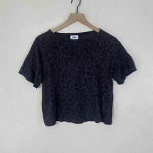 LNA Leopard Print Boxy Tee in Leopard Size XS Black Gray - Picture 1 of 6