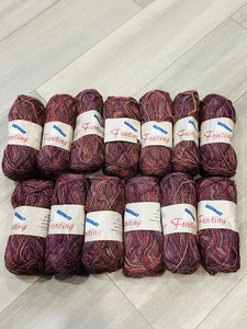 NEW Bernat Frosting Vintage Yarn In Mulberry Frost Lot Of 13 Skeins - Picture 1 of 7