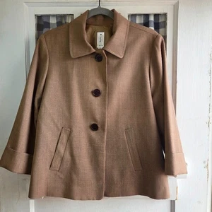 Jade Women's Brown Jacket Blazer Button Front 3/4 Sleeve Size 12 - Picture 1 of 5