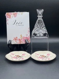 Galway Irish Crystal Perfume Bottle & Royal Worcester Palissy Trinket Dishes ++ - Picture 1 of 13