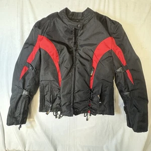 Chaqueta de motocicleta Xelement para mujer grande acolchada blindada equipo de motocicleta roja negra - Imagen 1 de 9