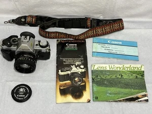 Canon AE-1 35mm SLR Camera Strap UNTESTED SOLD AS IS Manuals Included Vintage - Picture 1 of 10