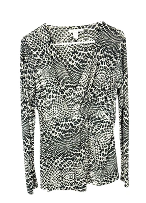 Kenneth Cole женщин верхний размер M черный белый животное печати mob жена офис сирена - Изображение 1 из 4