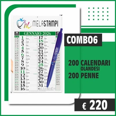 Calendari 2026 + penne personalizzati stampa gadget pubblicitari olandese c06 - Immagine 1 di 2