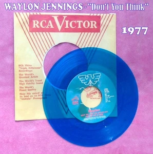 Waylon Jennings 45 "Don't You Think This Outlaw..." 1978 Blue Vinyl 🎶 Good Cond - Picture 1 of 3