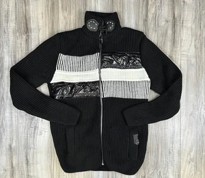 LCR Black Edition Knit Jacket Mens XL Black Zip Up Sweater Turkish Made NEW - Picture 1 of 8