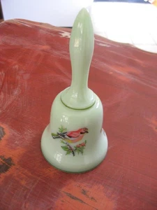 Westmoreland Glass-Bell-6" tall-Butterfly decals-1970's-Lt green - Picture 1 of 6