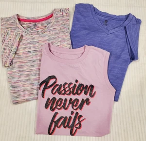3 Girls Champion C9 T-Shirts Size 14-16 Purple White Pink Space Dye - Picture 1 of 13