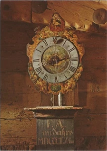 Reloj barroco campesino reloj Tiroler Museo de Arte Popular Postal 4x6 - Imagen 1 de 2