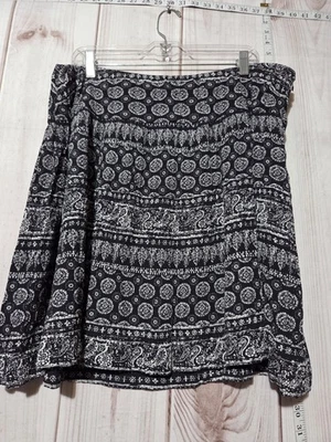 Falda Lane Bryant Mujer 18/20 Negra Blanca Boho Paisley Línea A Forrada Cremallera Fluida Foto 1 de 4