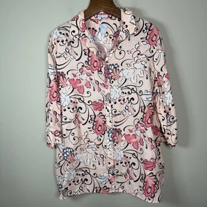 Blusa Chico's Fresh Chic Sin Hierro 100% Lino Floral Abotonada Talla 4 (XXL) - Imagen 1 de 8