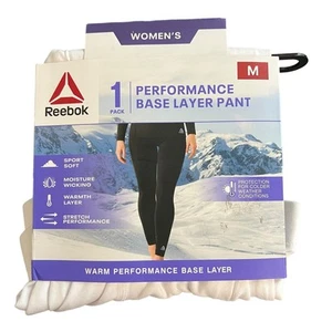 Reebok/Donna M (29-31) Pantaloni/Leggings Performance Base Strato/Bianco NUOVO - Foto 1 di 3