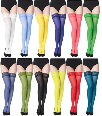 MERRY STYLE Damen halterlose Mikrofaser 40 DEN Strümpfe mit Spitze MS 791