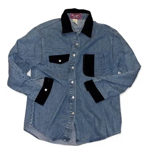 Vintage Denim & Co. Chambray Velour Knopfleiste Größe M - Bild 1 von 3
