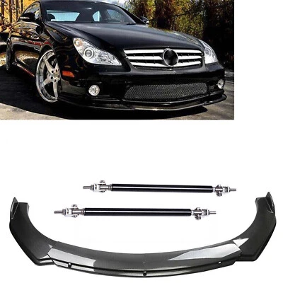 4Pcs Front Bumper Lip Splitter Spoiler Carbon Fiber For Mercedes Benz E Class - Image 1 of 4