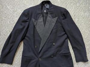 1940s vintage TUXEDO jacket 42R black PEAK LAPEL double breasted 1950s blazer