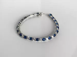Superb DCN Signed 925 Sterling Silver Blue/White 7.25" Tennis Bracelet J234 - Picture 1 of 10