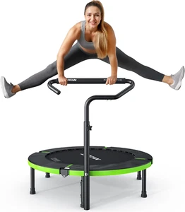 40"/48" Foldable Mini Trampoline, Rebounder Trampoline for Adults, U/T Shape Adj - Picture 1 of 7
