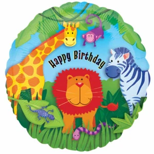 SALE! {SET OF 2} 18" JUNGLE ANIMALS BIRTHDAY BALLOON ~ lion monkey zebra giraffe - Picture 1 of 1