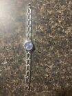 Fossil F2 Watch Women Silver Tone Blue Dial Stainless ES-9090 New Battery 6.25"