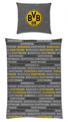 Borussia Dortmund Bettwäsche - Schriftzüge - grau 2teilig Baumwolle 135 x 200 cm - Bild 1 von 2