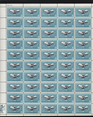 US 1266 5c International Cooperation Year 1965 Mint Stamp Sheet OG NH  - Image 1 of 2