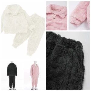 Kids Sleepwear Thicken Set Warm Pajamas Sleeping Sleepsuit Fleece 2pcs Casual - Picture 1 of 47