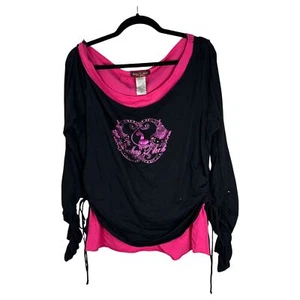 Camisa Baby Phat Vintage Años 90 Hombro Descubierto Manga Larga En Capas Talla 1X - Imagen 1 de 6