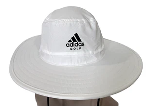 Adidas UPF Sombrero para el Sol Golf Ala Ancha Cubo S/M Correa Ajustable Palanca Blanca - Imagen 1 de 4