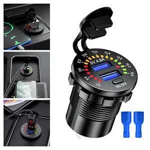 5V 4.8A Dual-USB Car Fast Charging Charger Socket W/ LED Voltmeter Display Parts - Bild 1 von 19