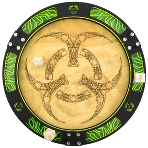C4Labs 10" Laser Etched Round Wood Dice Tray - Biotech Biohazard Cyberpunk  - Picture 1 of 8