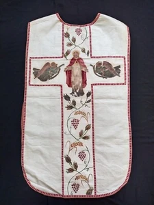 wunderschönes Vintage Kirchen Gewand Messgewand Seide handbemalt christlich it1354 - Bild 1 von 12