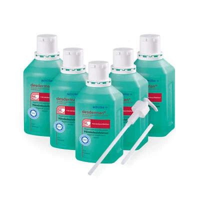 Schülke Desderman Händedesinfektion Desinfektionsmittel 5x 500ml + Pumpe