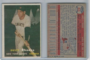 1957 Topps Baseball, #61 Dusty Rhodes, New York Giants - Picture 1 of 1