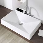 Bathroom Wash Basin Sink Stone Resin Rectangle Counter Top & Waste Plug 700mm