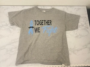 Together We Fight Child Abuse Kids L Gray T Shirt Blue Ribbon Pullover Tee L - Picture 1 of 3