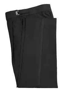 Pantalones de esmoquin negros para hombre 100 % lana con rayas satinadas 33-35" cintura X-larga altura - Imagen 1 de 2