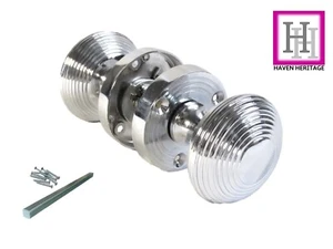 TÜRKNÖPFE x1 Paar CHROM SILBER SCHILF EINSTECKSCHLIFF INNEN TÜRGRIFFE - Bild 1 von 11