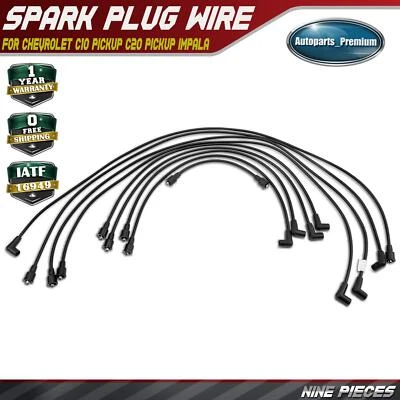 9x Spark Plug Wire Sets for Chevrolet C10 Pickup C20 Pickup Impala K10 Suburban - Image 1 of 4